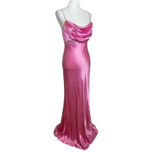 Vintage Cache Pink Y2K Satin Long Bias Cut Prom Slip Dress Gown Rhinestone  Sz 6 - www.disolcolor.com